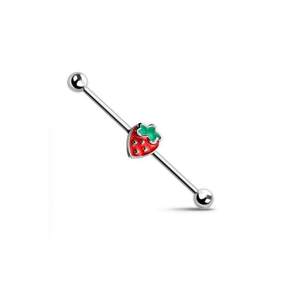 Enamel Strawberry Surgical Steel Industrial Barbell