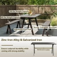 thumbnail image 5 of Auranook 3-Person Outdoor Bench Set of 2, Rustproof Patio Backless Dining Benches with 800 LBS Bearing Capacity，Easy Installation, 5 of 8