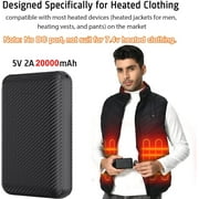 5V 20000mAh Portable Powerbank 5V 3A Dual USB Output, Portable Charger for Heated Jacket Heated Vest Heated Scarf Heated & Phone,1 P