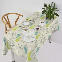 Mid Century Modern Tablecloth, 1950s Vintage Style Atomic Science Background Vintage Atomic Stars Pattern Table Cloth for Home Kitchen Dining Room Holiday Picnic Party, Rectangle(60x120in)