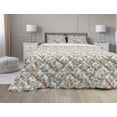 thumbnail image 1 of Fox Comforter & Sham Bedding Set, Orange Silhouettes in Winter Forest Hand Drawn Style Flowers and Herbs, 3 pcs Duvet Set Microfiber Filling Quilt, 5 Sizes, Pale Grey Orange, by Ambesonne, 1 of 4