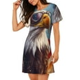 thumbnail image 2 of Vsdgher Bald Eagle Pilot Pattern Womens Short Sleeve Sleepshirt Scoopneck Cute Nightdress Ruffle Comfy Nightgown, 2 of 6