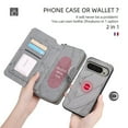 thumbnail image 2 of for Google Pixel 9 / 9 Pro Multi-Function Wallet Case, with Wrist Strap, Premium PU Leather 2 in 1 Magnetic Detachable Purse 14 Card Holder Slots Zipper Pocket Phone Case for Women Men,Gray, 2 of 8
