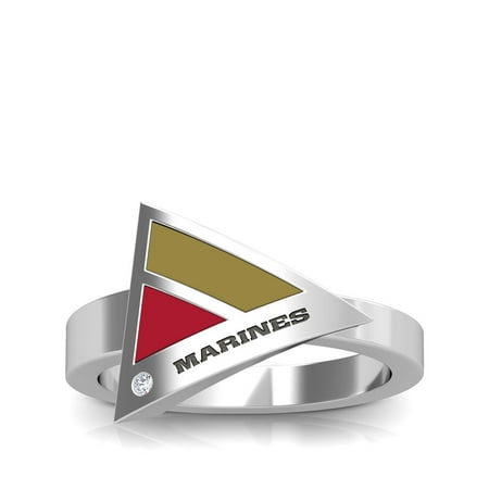 US Marines Diamond Ring In Sterling Silver Design by BIXLER