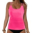 thumbnail image 3 of TOWED22 Tankini Tops for Women Tummy Control Bathing Suits Top U Neck Swimwear Tops No Bottom（Hot Pink,XXL）, 3 of 9