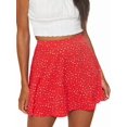 thumbnail image 2 of Women'S Summer Flowy Mini Skirt Basic Casual High Waisted Flared Mini Beach Skirts Red S, 2 of 9