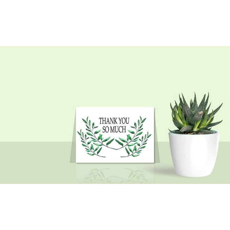 50Sets Thank You Gift Tags Wedding Party Decoration Green Leaf