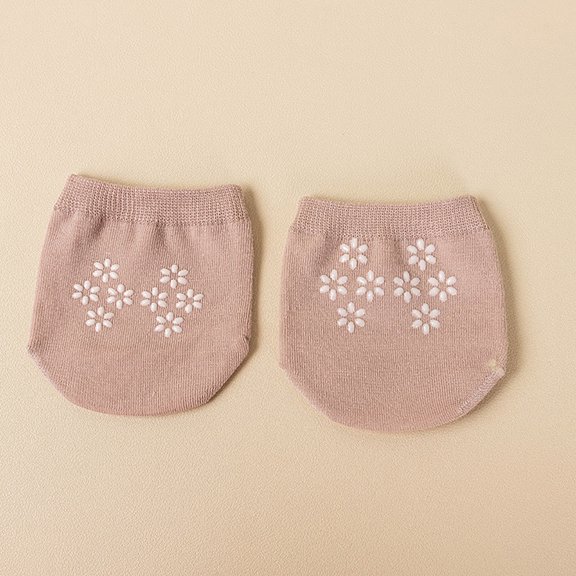 WHEANG Women's Half Foot Socks Non Slip Half Plain Socks Glue Front Foot Slipper Full Half Foot Socks Pure Cotton Soft Socks Summer Style No-show Socks for Women Coffee Summer Sales Under $2