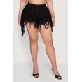 thumbnail image 3 of Women's Plus Size Fringe Hem High Waisted Denim Shorts, 3 of 4