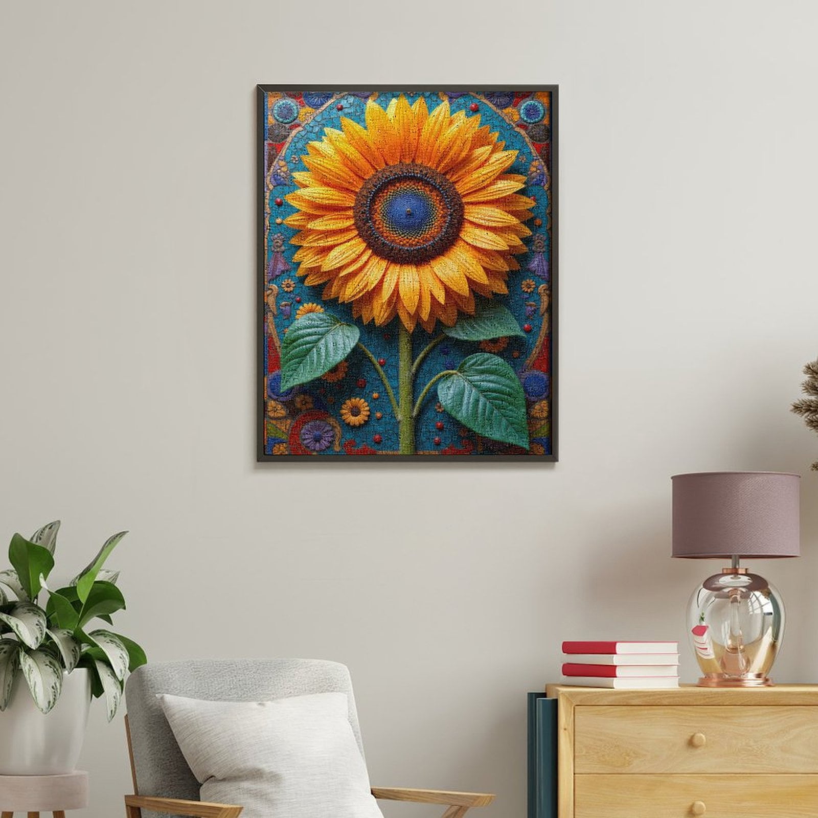 Paint By Numbers Kit for Adults Beginner - DIY Sunflower Mosaic Art Pattern Canvas Painting Kits for Adults, Frameless Paint By Number for Adults for Home Wall Decor 16x20 Inch