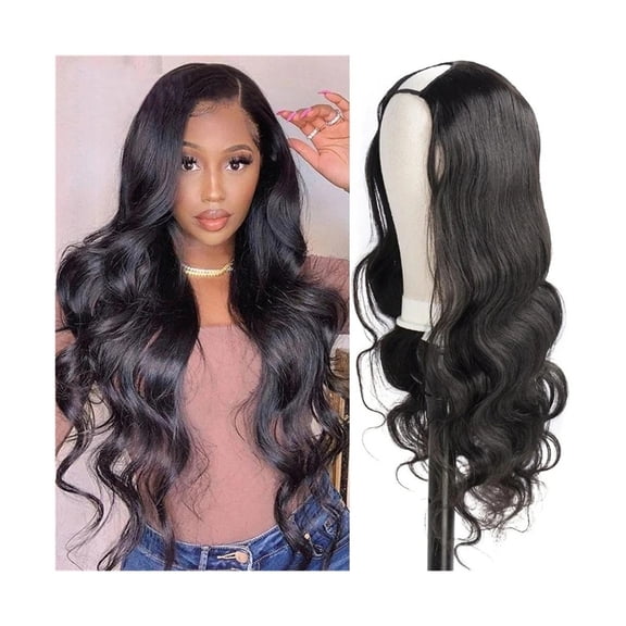 U Part Wig Body Wave U Part Human Hair Wig for Women Brazilian Remy Hair 10-26inch Glueless Full Head U Shape Clip in Wigs Natural Color