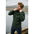 thumbnail image 4 of SAOL Aran Irish Fisherman Sweater Men's 100% Merino Wool Zip Neck Cable Knit Cardigan Made in Ireland, 4 of 5