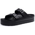 thumbnail image 1 of Sandalias de plataforma para mujer Goosecret negras con hebilla ajustable, 1 of 7