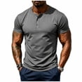 thumbnail image 3 of PNTUTB Summer Men's T-Shirts Stylish Solid-Color Short-Sleeve Tops Casual Half-Buttoned Crew-Neck Breathable Quick-Dry Sports T-Shirts, 3 of 7