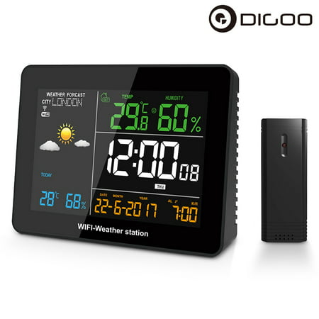 DIGOO DG-TH8788 WIFI Weather Forecast Station with Outdoor Sensor for Home, Temperature and Humidity Display,Phone APP Remote
