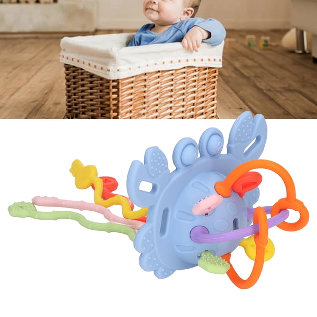 Pull String Sensory Toy, Soothe Gums Grasp Training Baby Toy Educational Rich Color For Travel For Toddlers Blue,Red