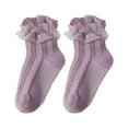 thumbnail image 4 of Seyurigaoka Baby Kids Girl Lace Socks, Toddler Girl Lace Flounce Princess Socks Cable Knitted Cotton Stocking, 4 of 6