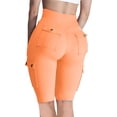 thumbnail image 4 of Orange Women's Yoga Shorts, Biker Shorts Women High Waisted Short Leggings Knee Length Womens Gym Workout Long Shorts,Women's Yoga Shorts XXL, 4 of 7