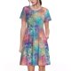 thumbnail image 1 of Disketp blue pink colorful cracked texture para Vestido de Manga Corta para Mujeres, Vestidos de Verano para Mujeres, Casual y Holgado para la Playa, 1 of 6