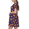 thumbnail image 2 of Picia Candy Corn (2) Pattern Women's Short Sleeve Summer Dress Pleated Loose Swing Knee Length Short Sleeve Swing Dresses, 2 of 6