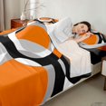 thumbnail image 4 of Castle Fairy Geometric Stacked Ring King Sheets 4pcs,Retro Concentric Circle Bedding,Orange Gray Black White,1 Flat Sheet, 1 Fitted Sheet and 2 Pillowcases, 4 of 7