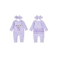 thumbnail image 2 of BemeyourBBs Newborn Baby Girl Mardi Gras Outfits Carnival Spring Fall Winter Clothes Purple Romper Letter Embroidery Long Sleeve Jumpsuit Headband, 2 of 9