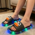 thumbnail image 5 of FINALGANG Womens Open Toe Single Band Slide Slippers With 3D Cartoon Decor Light-Up Sole For Indoor Outdoor Summer Daily Wear Black, 5 of 5