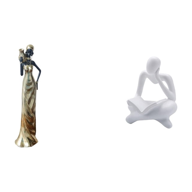 Figura de mujer africana,Estatua artesanal de una dama tribal africana,hecha a mano,para cafetería.,Figura de lector abstracto,Estatua de pensador