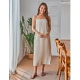 thumbnail image 5 of Fiophy 100% Linen Dress Square Neck Sleeveless Spaghetti Strap Summer Casual Midi Dresses with Slit,Flax,XL, 5 of 8