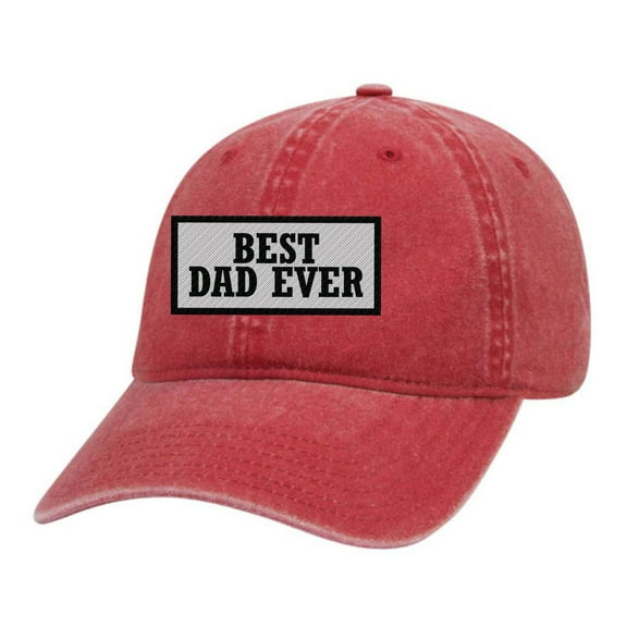 Men's Best Dad Ever Father's Day Embroidered Patch Twill Buckle Back Adjustable Hat, Red