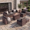 thumbnail image 7 of Clouddwell 8 Piece Outdoor Patio Furniture Set, Wicker Rattan Patio Sectional Sofa Sets with Fire Pit Table, Dark Gray, 7 of 7