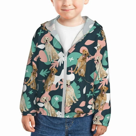 

Sun Hoodie for Kids Labrador Retriever Dog No.1014 Long Sleeve Swim Fishing Shirts Sun Protection Zip Up Jacket Clothing Athletic Hoodie