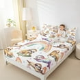 thumbnail image 4 of Feelyou Brown Sloth Bed Sheets, Watercolor Rainbow King Sheets, Kawaii Animal Sheet Set, Microfiber Bedroom Decor, 4-Piece, 4 of 7