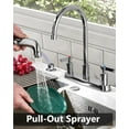 thumbnail image 2 of Kitchen Faucet with Sprayer 2 Handle Kitchen Sink Faucets 8 Inch Centerset 3 Hole with Supply Lines Polish Chrome, 2 of 18