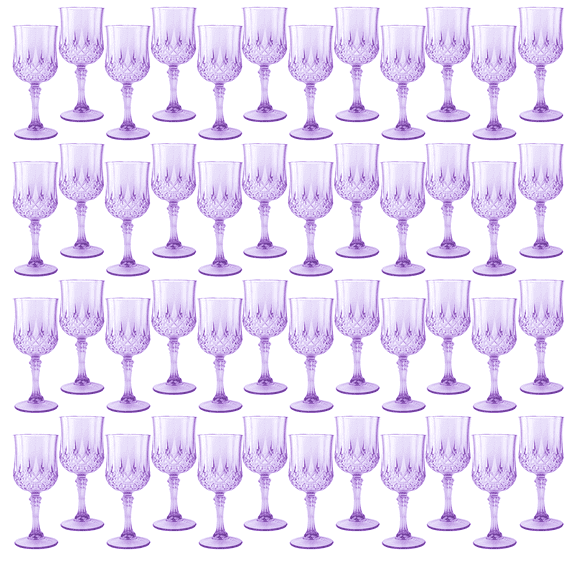 Open Box LEYIQU 7oz Plastic Wine Glasses,Plastic Goblets Vintage Style Cordial Drinking Glasses for Wedding Reception, Grand Event Party Supplies