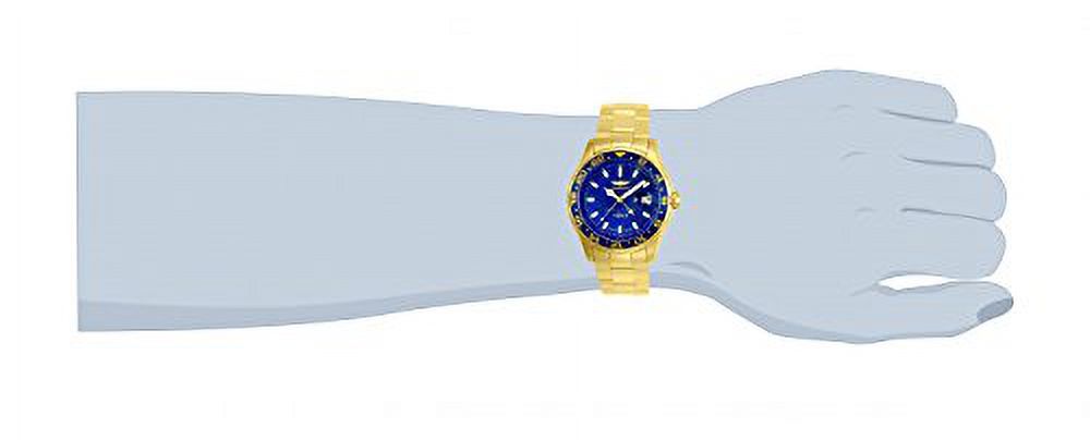 Invicta Men's PRO DIVER Gold-Tone Steel Bracelet & Case Flame-Fusion  Crystal Quartz Blue Dial Watch 25823