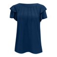 thumbnail image 6 of Lixiuxyad Women Dressy Casual Tops Business Work Blouses Summer Shirts Short Sleeve Crew Neck Trendy Flowy,Blue L, 6 of 7