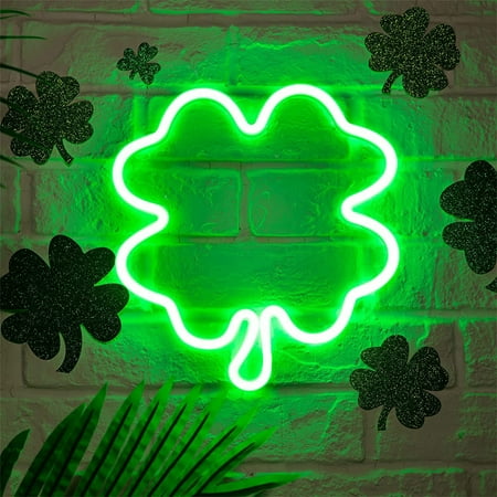 

aoksee Home Decor essentials St. Patrick s Day Neon Lights LED Neon Lights Wall Decoration Battery Or USB Powered Gifts For Family On Clearance White