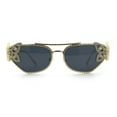 thumbnail image 3 of Luxury Womens Heavy Rhinestone Iced Out Cat Eye Metal Sunglasses Gold - Black, 3 of 8