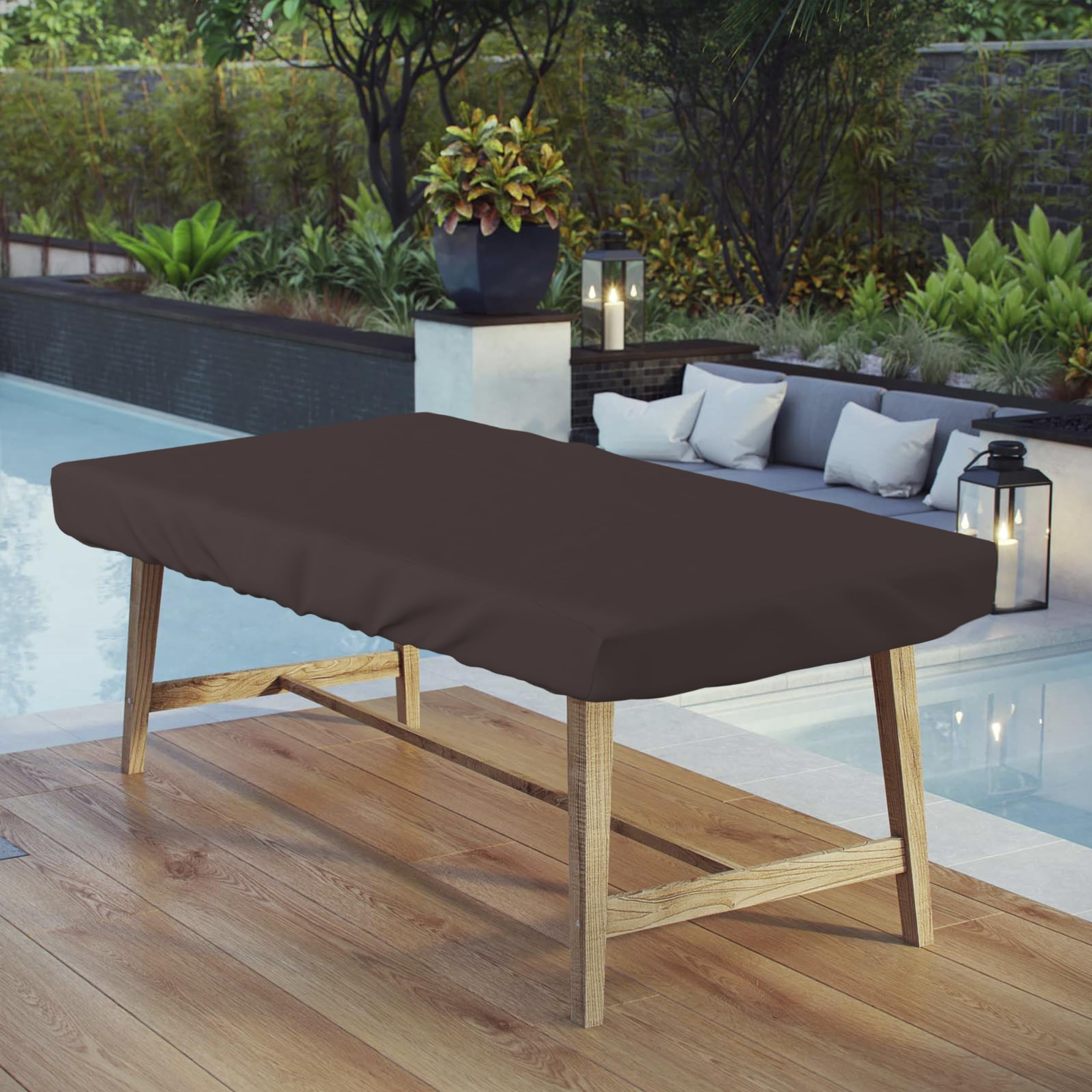 Covers & All Rectangle Table Top Cover, 18 Oz Heavy Duty Waterproof UV & Weather Resistant Patio Table Cover, Outdoor Table Cover for Patio Outdoor Furniture (5" H x 85" W x 40" D Inches, Coffee)