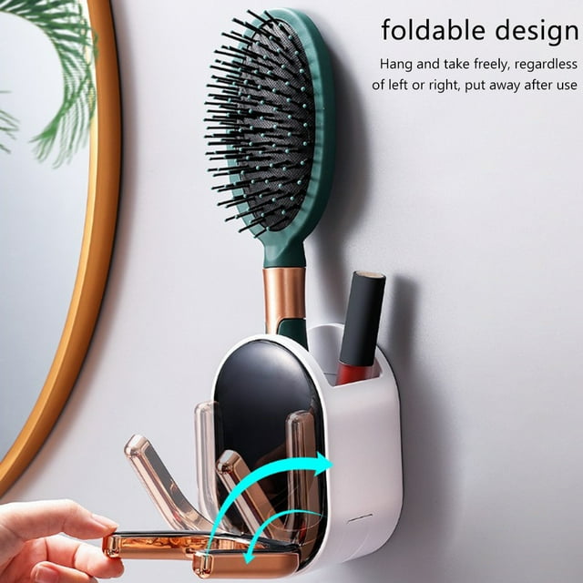 Soporte montado en la pared para secador de pelo, herramienta para el cabello autoadhesiva, estante de pared plegable para secador de pelo, soporte para baño