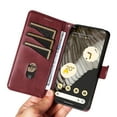 thumbnail image 3 of for Google Pixel 7 Pro Wristlet Wallet Rugged Case, PU Leather Flip Folio Cover Card Holder Bracket Phone Case Heavy Duty Classic Business TPU Inner Cover for Google Pixel 7 Pro, Winered, 3 of 7