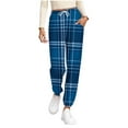 thumbnail image 2 of Blmnix Flannel Pajamas Pajamas for Women Set Petite Pajamas Sleep Pants Sleepwear Taper Blue Ankle Womens Pajamas Set,S, 2 of 6