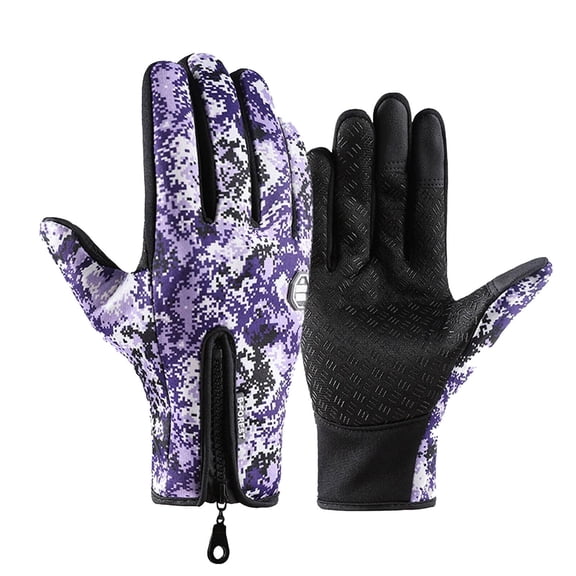 BESTSKY Gloves for Women Cold Weather Touch-Enabled Tech Gloves Winter Adjustable Fit Leather Gloves for Men,Purple Camouflage