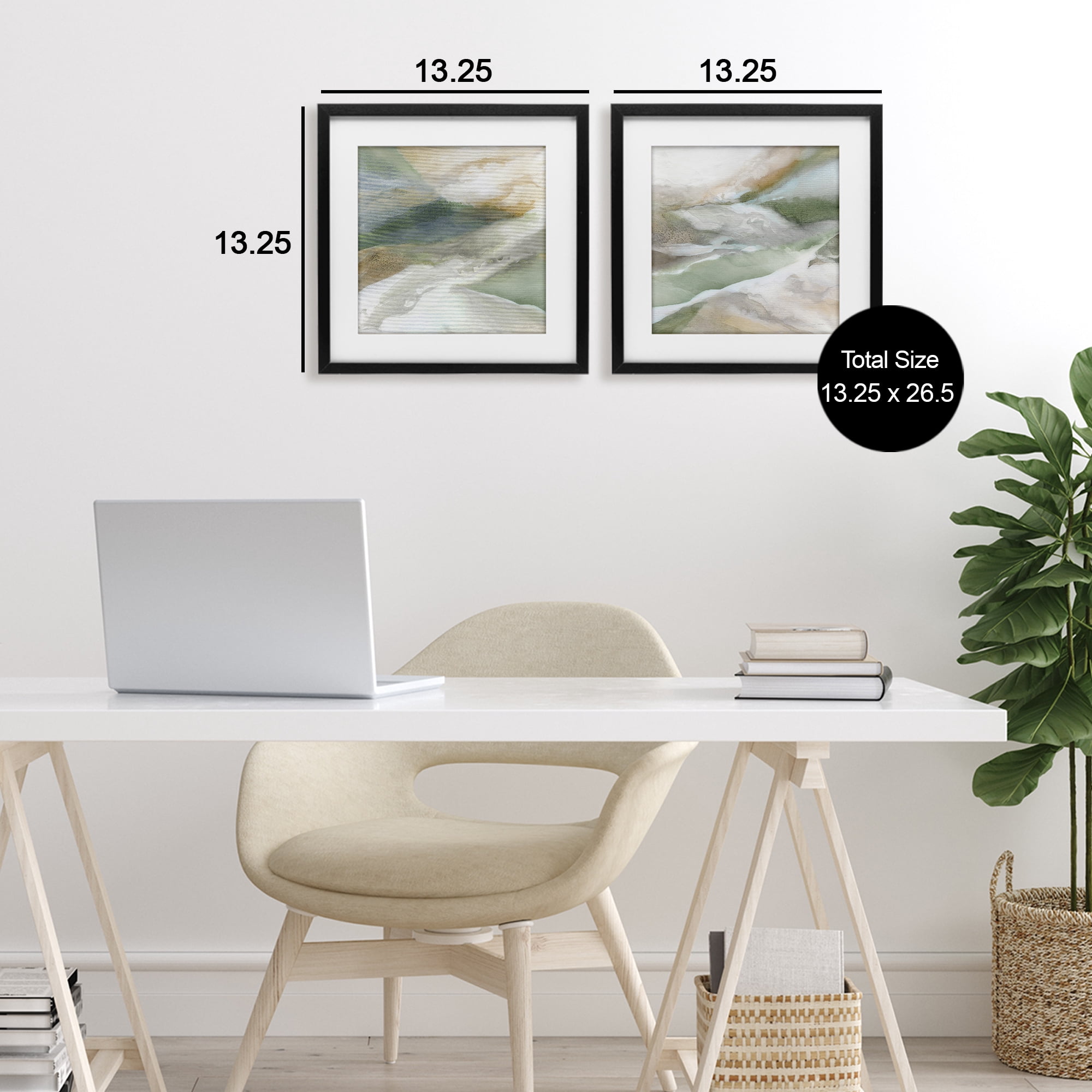Stupell Industries Serene Misty Valley Abstraction 2 Piece Black Framed Print Under Glass Set, design by Carol Robinson