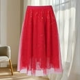 thumbnail image 5 of Ahuyic Womens Casual Dress,Womens Plus Size Dress,Womens Loose able Casual Solid Color Spring/Summer Mesh Yarn Glitter Skirt,Red,XL, 5 of 5