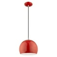 thumbnail image 3 of Livex Lighting 1-Light Modern Metal Single Pendant with Shade in Shiny Red, 3 of 9