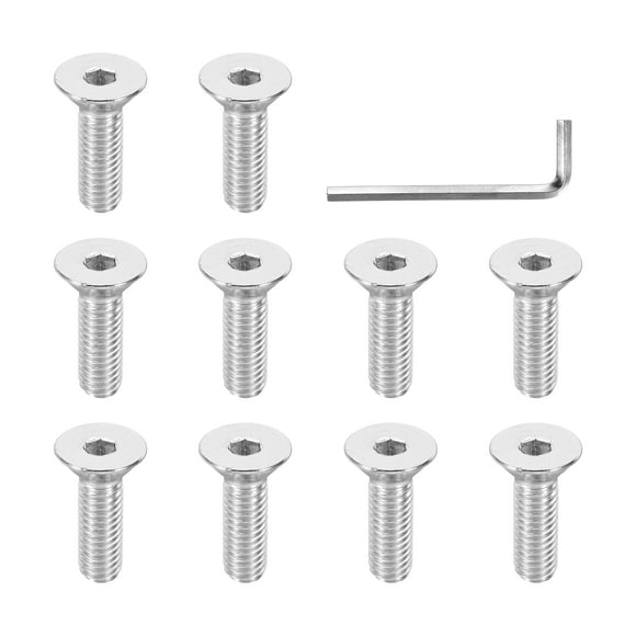 Uxcell 3/8-16 x 1-1/4" Flat Head Socket Cap Screws 304 Stainless Steel Machine Screws with Hex Spanner 10Pcs