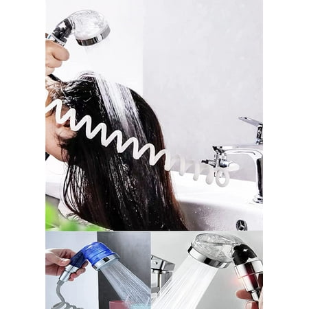 

LANGM Sink Faucet Sprayer Hose Attachment - Hand Held Shower Faucet Rinser Extension w/Faucet Extension Tubes Chrome Shower Head Adjustable Mode Copper Valve Adapter No Drilling Support 2