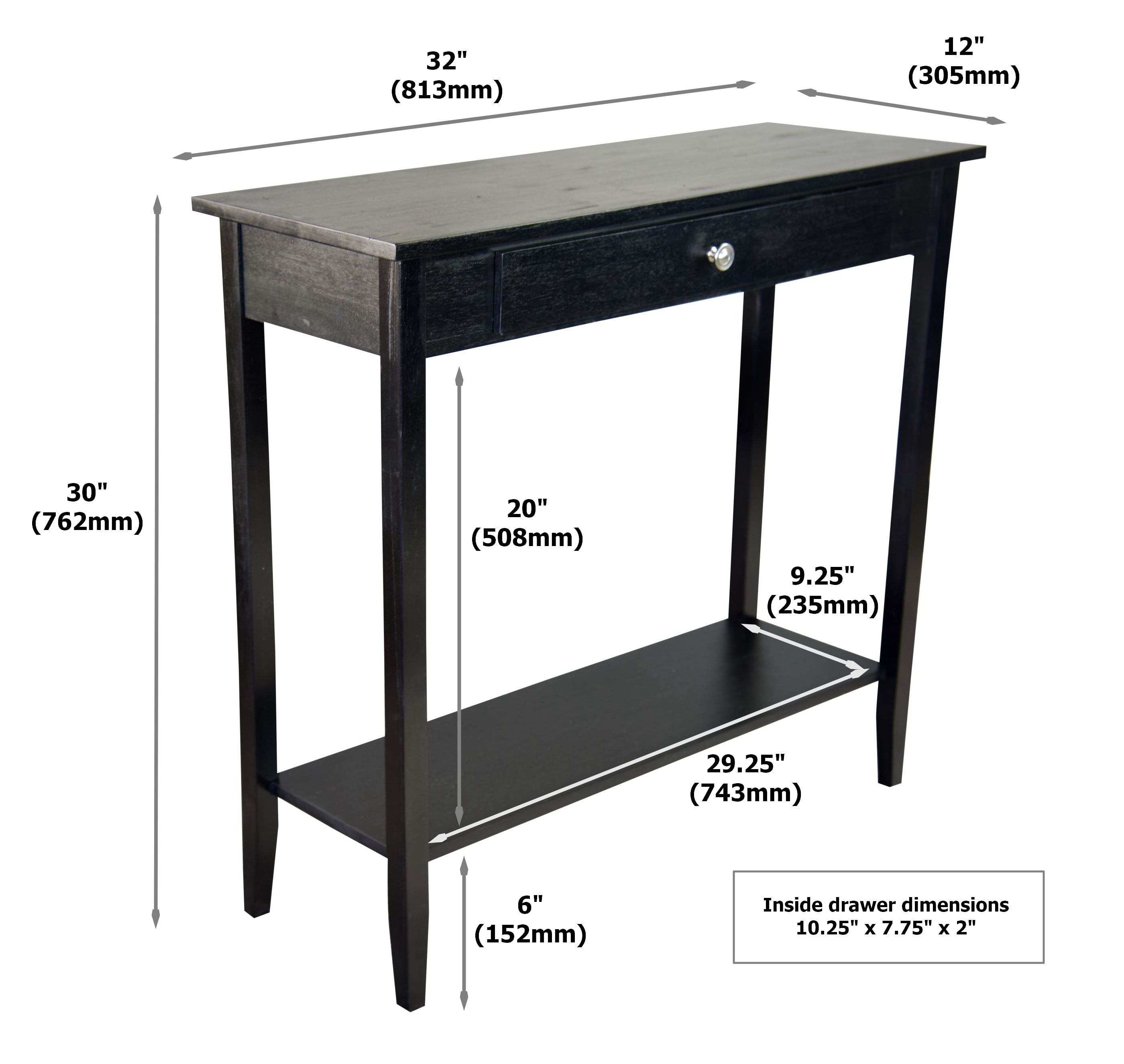 Casual Contemporary Living Modern Acacia Acacia Living Console Table, Black Matte